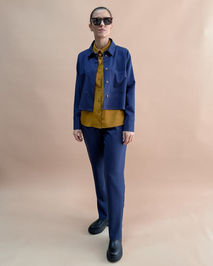 SAF İPEK KISA KOLLU GÖMLEK