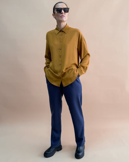 SAF İPEK OVERSIZE GÖMLEK