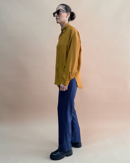 SAF İPEK OVERSIZE GÖMLEK