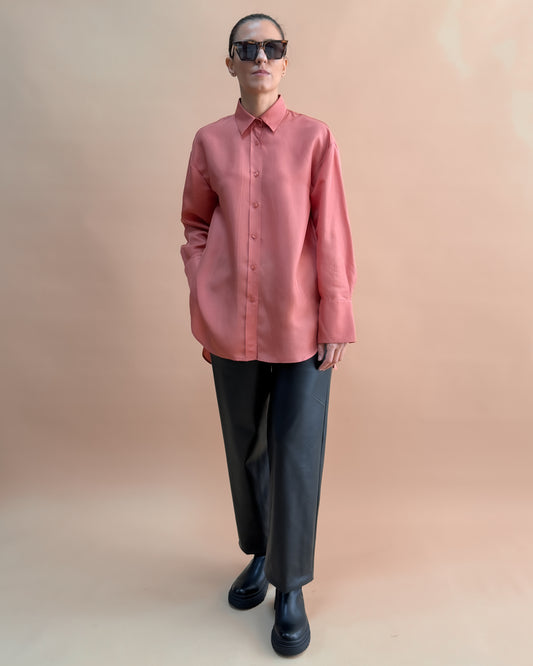 SAF İPEK HABOTAI OVERSIZE GÖMLEK