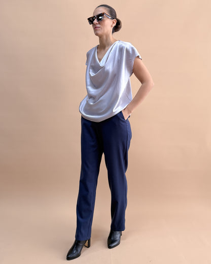 SAF İPEK DEGAJE BLUZ