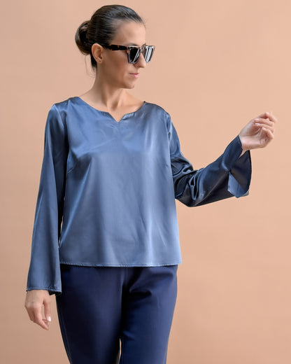 SAF İPEK ZARİF YAKA BLUZ