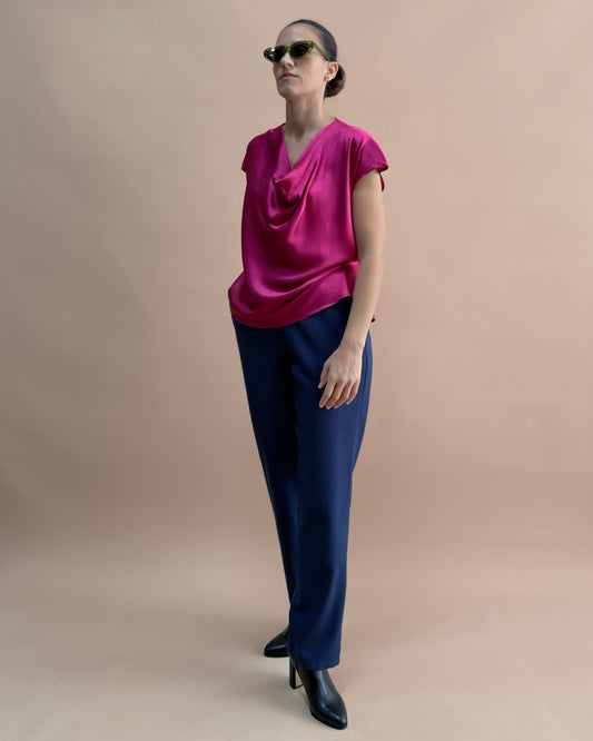 SAF İPEK DEGAJE BLUZ