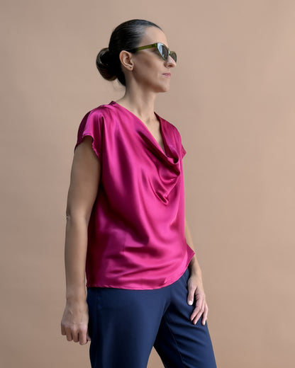 SAF İPEK DEGAJE BLUZ