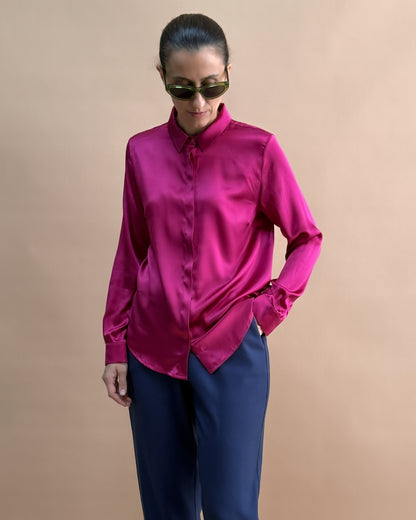 SAF İPEK KLASİK GÖMLEK