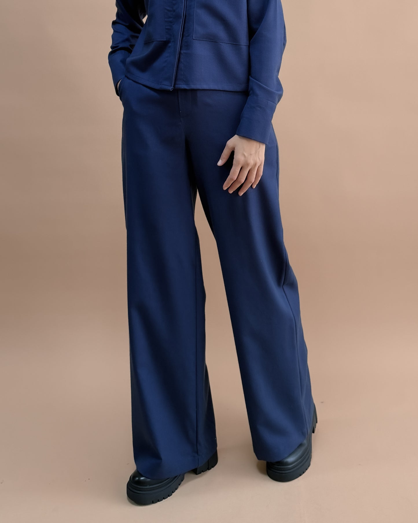 SAF MERİNO YÜN PALAZZO PANTOLON