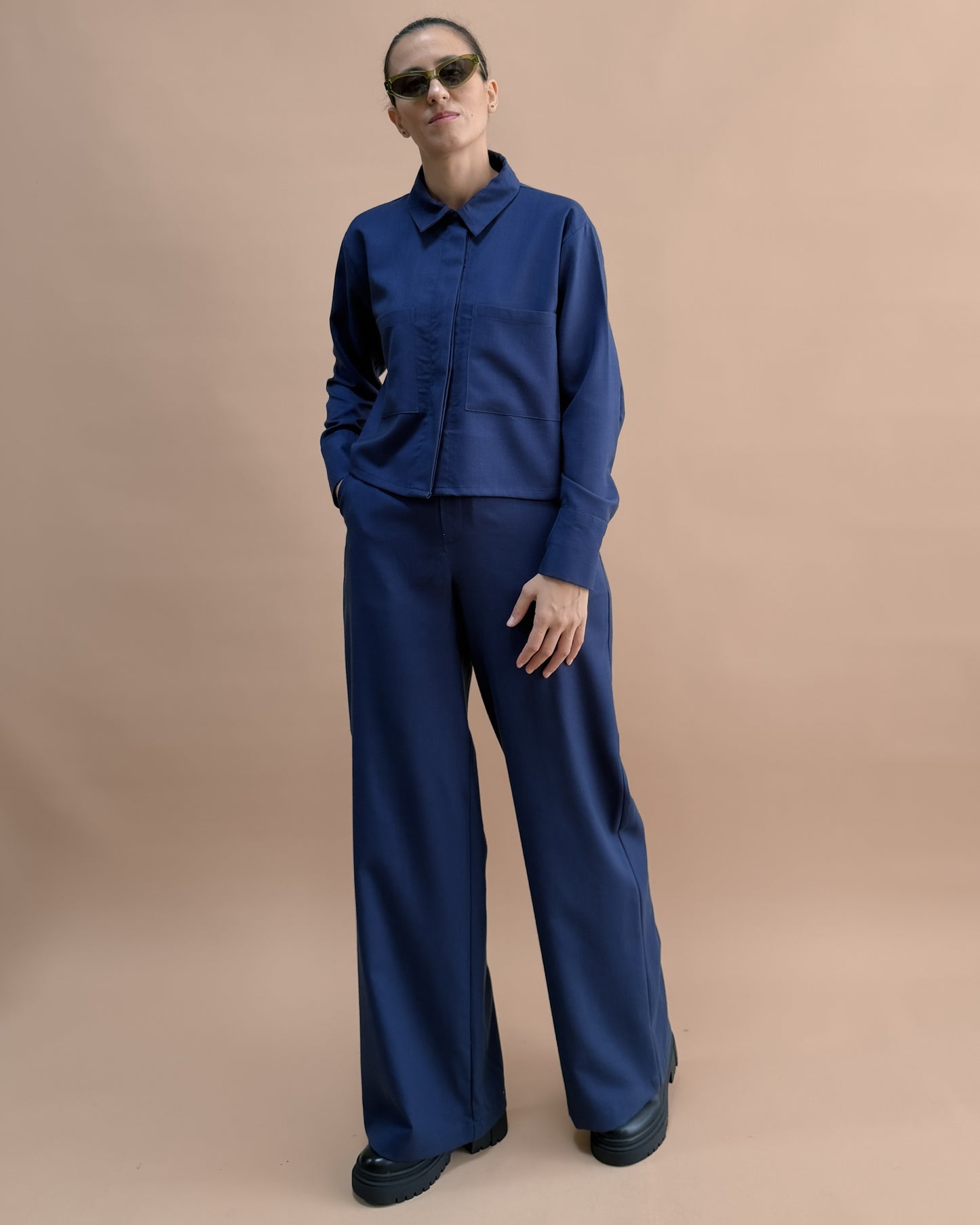 SAF MERİNO YÜN PALAZZO PANTOLON