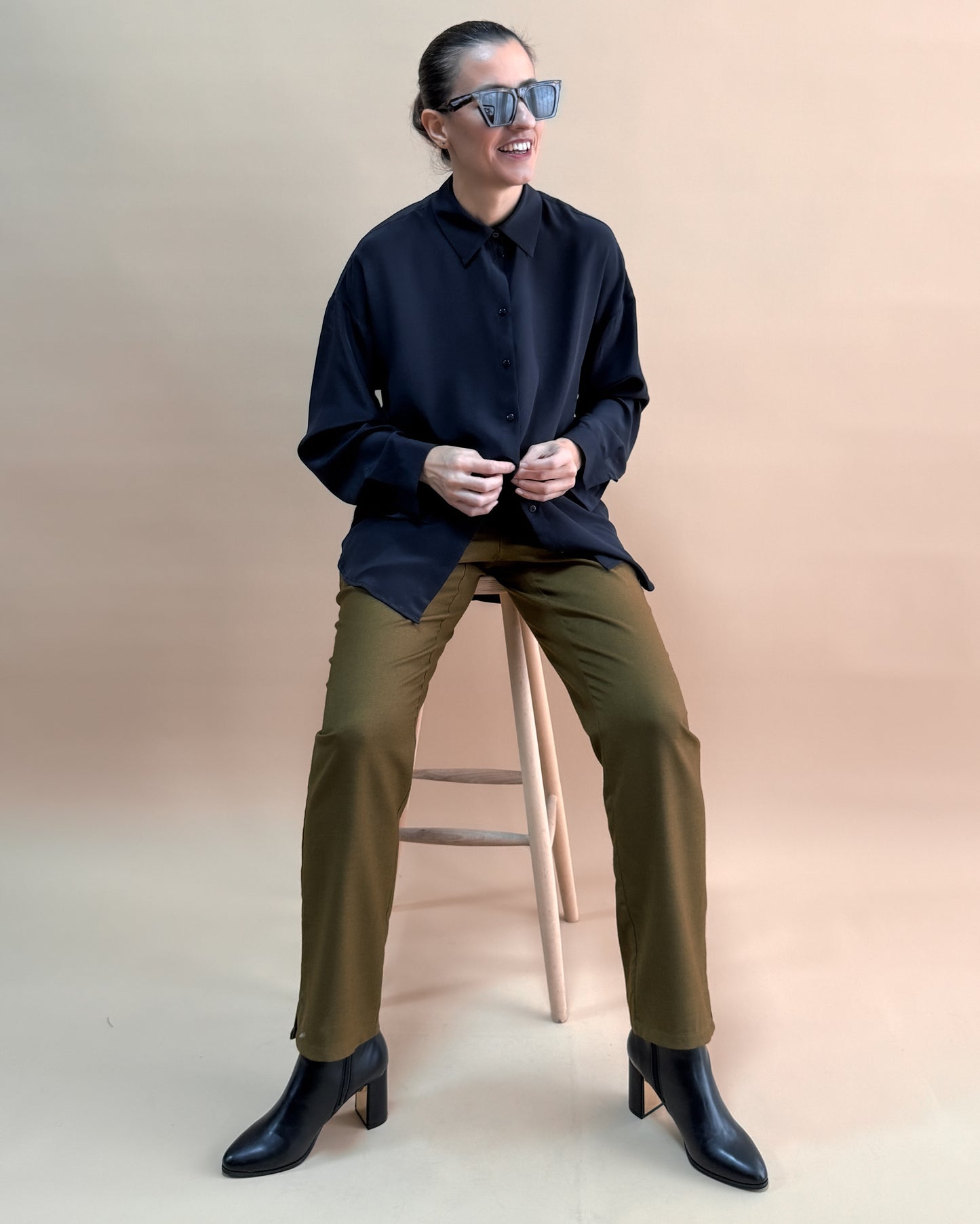 SAF İPEK OVERSIZE GÖMLEK