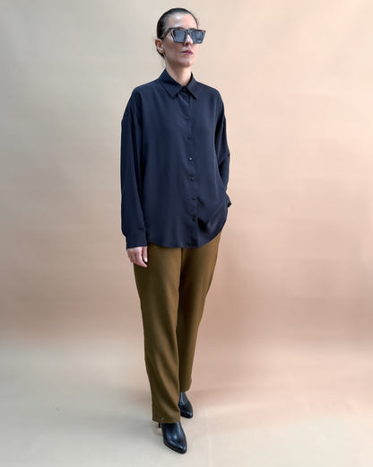 SAF İPEK OVERSIZE GÖMLEK