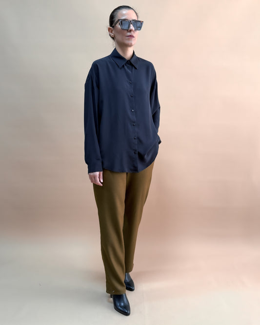 SAF İPEK OVERSIZE GÖMLEK