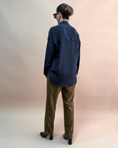 SAF İPEK OVERSIZE GÖMLEK