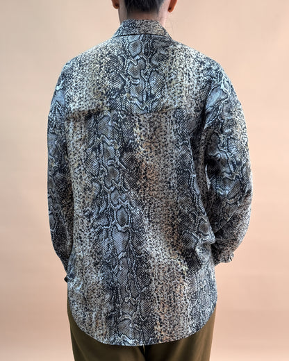 BASKILI SAF İPEK OVERSIZE GÖMLEK