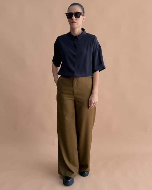 SAF MERİNO YÜN PALAZZO PANTOLON