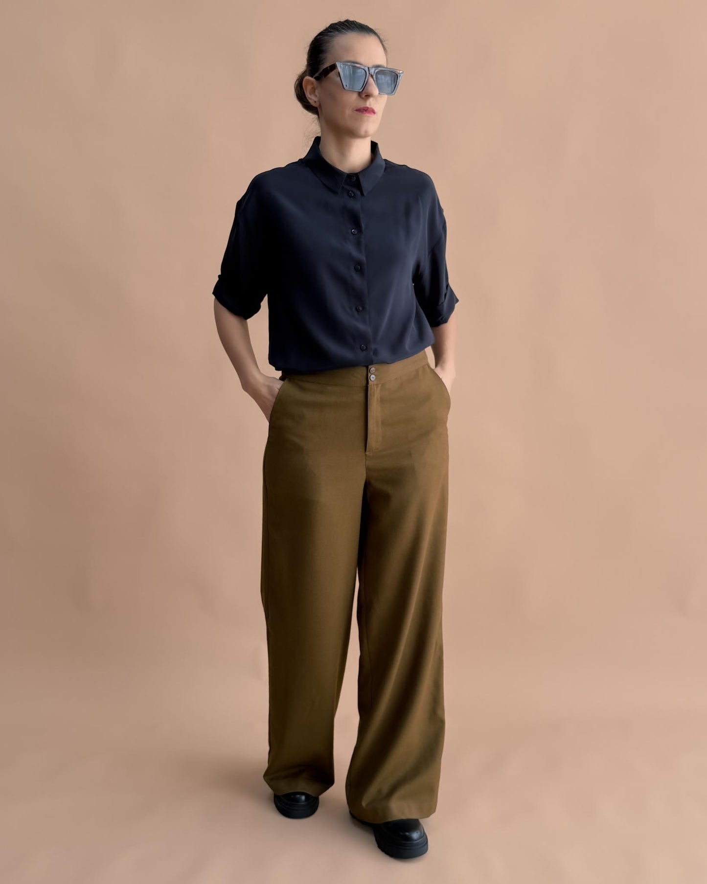 SAF MERİNO YÜN PALAZZO PANTOLON