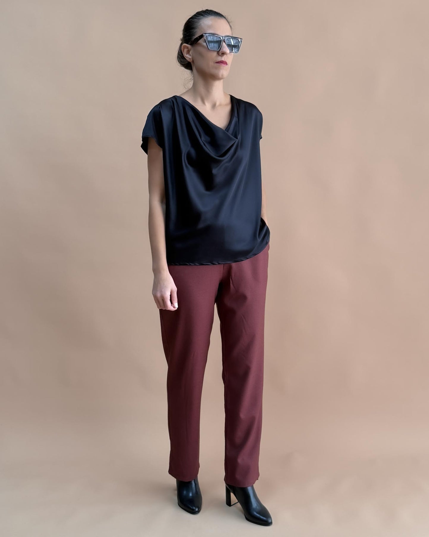 SAF İPEK DEGAJE BLUZ