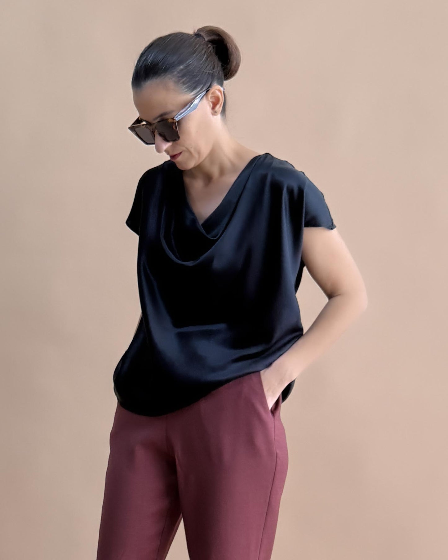 SAF İPEK DEGAJE BLUZ