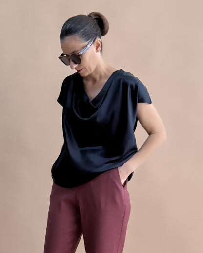 SAF İPEK DEGAJE BLUZ