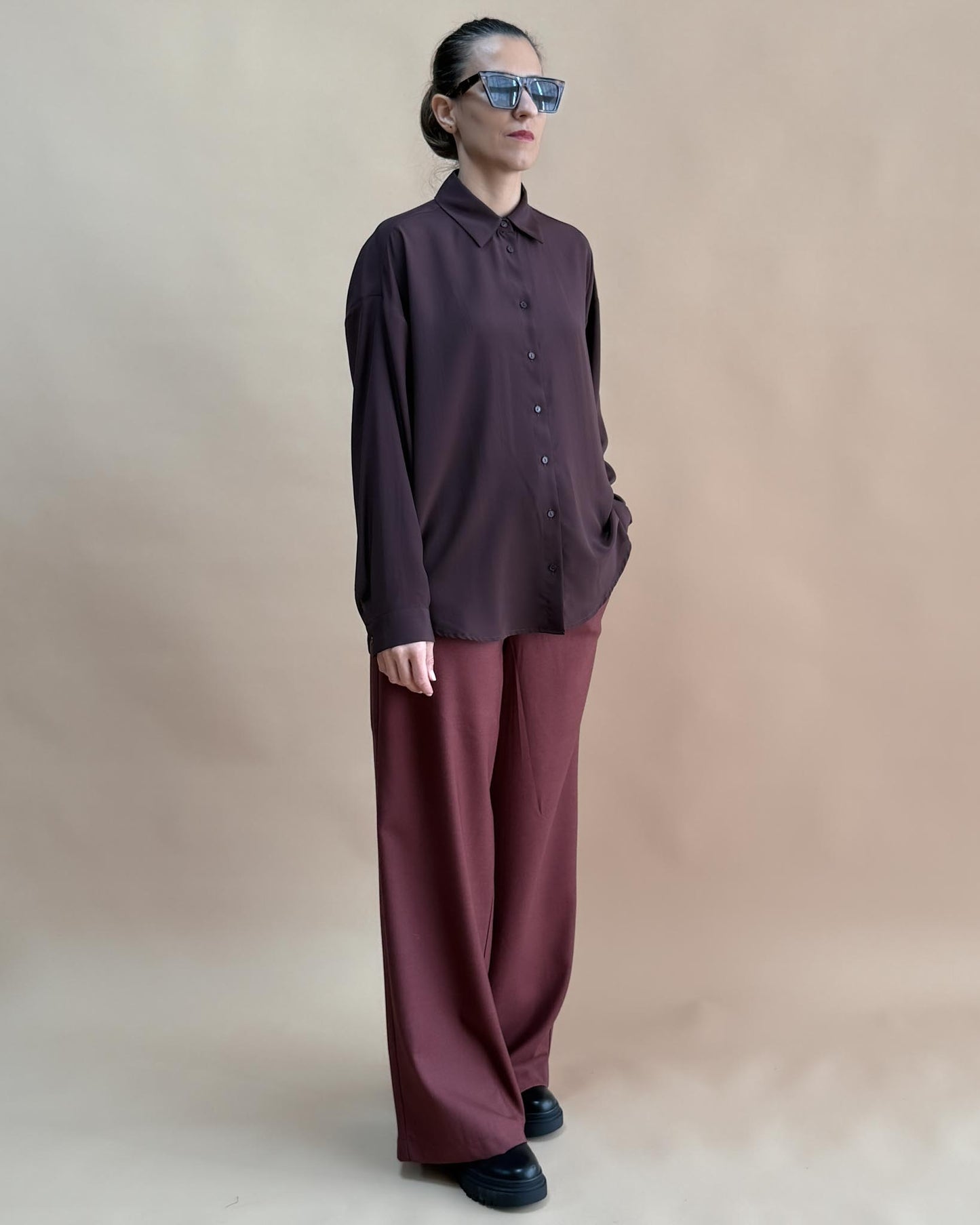 SAF İPEK OVERSIZE GÖMLEK