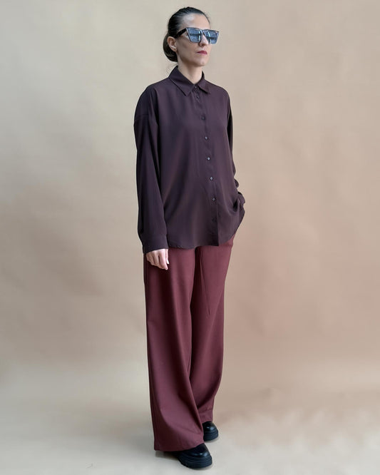 SAF İPEK OVERSIZE GÖMLEK