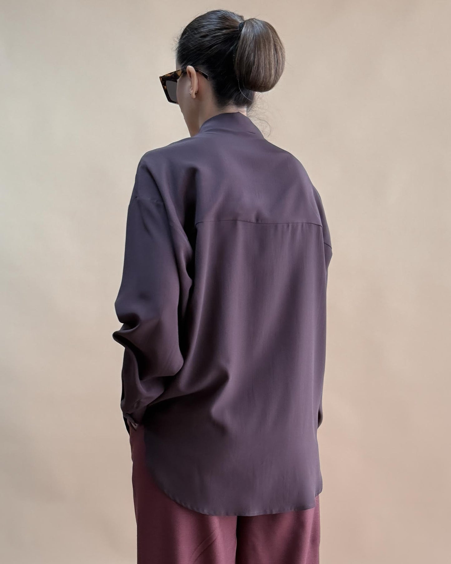 SAF İPEK OVERSIZE GÖMLEK