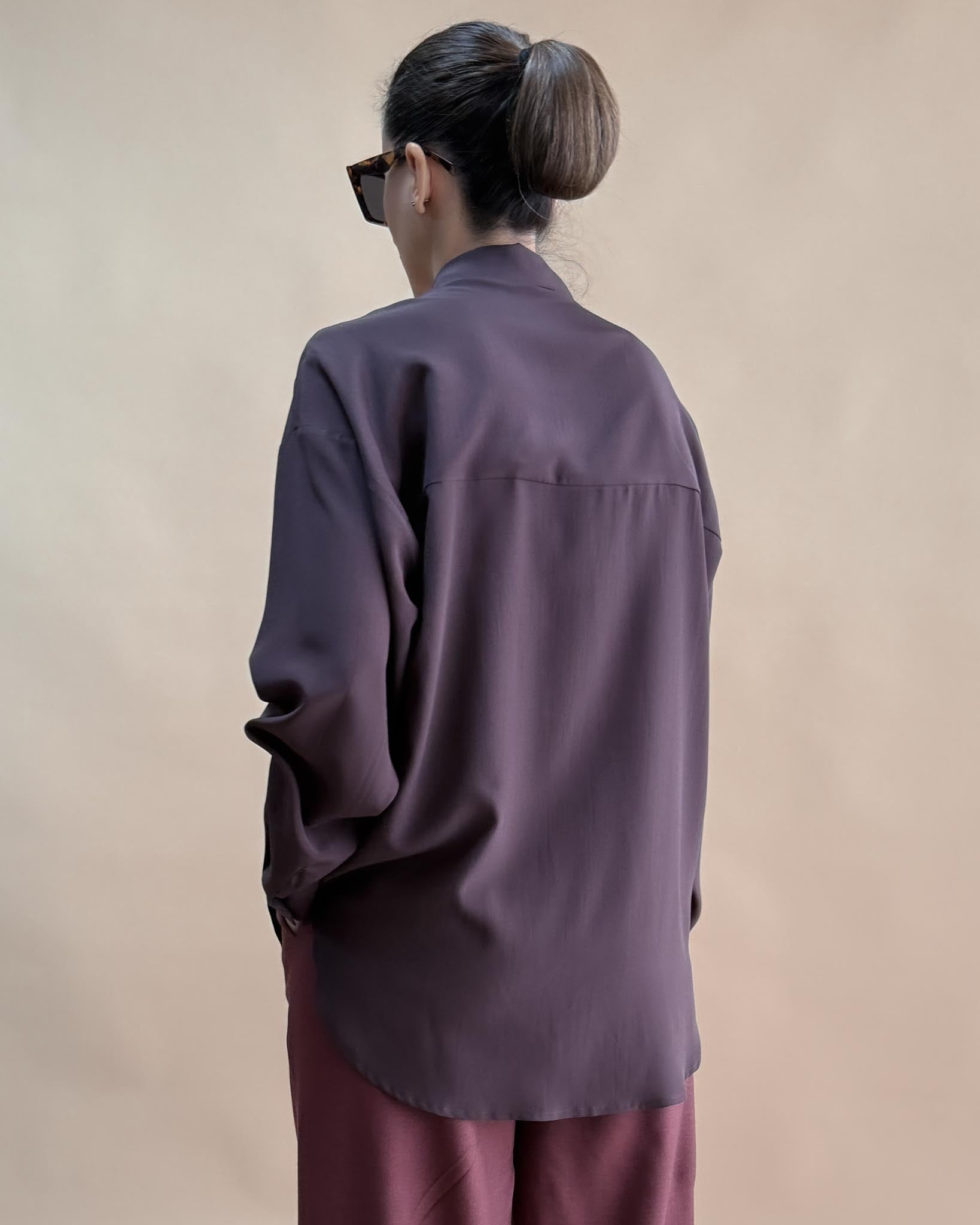 SAF İPEK OVERSIZE GÖMLEK