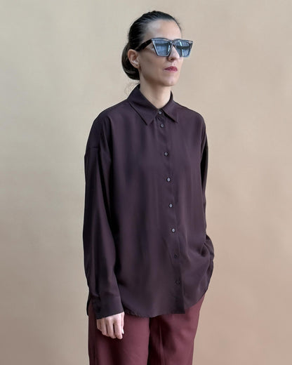 SAF İPEK OVERSIZE GÖMLEK