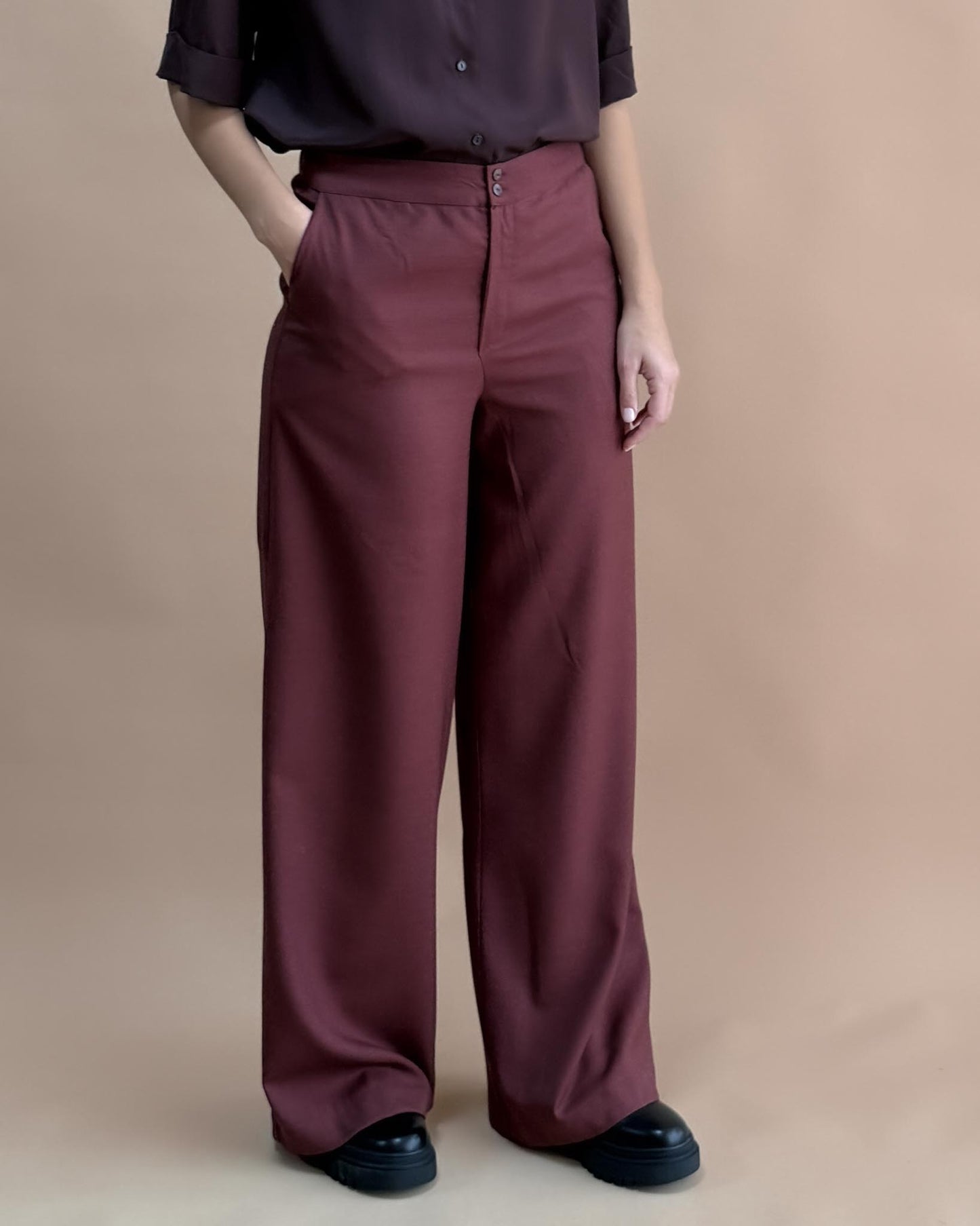 SAF MERİNO YÜN PALAZZO PANTOLON