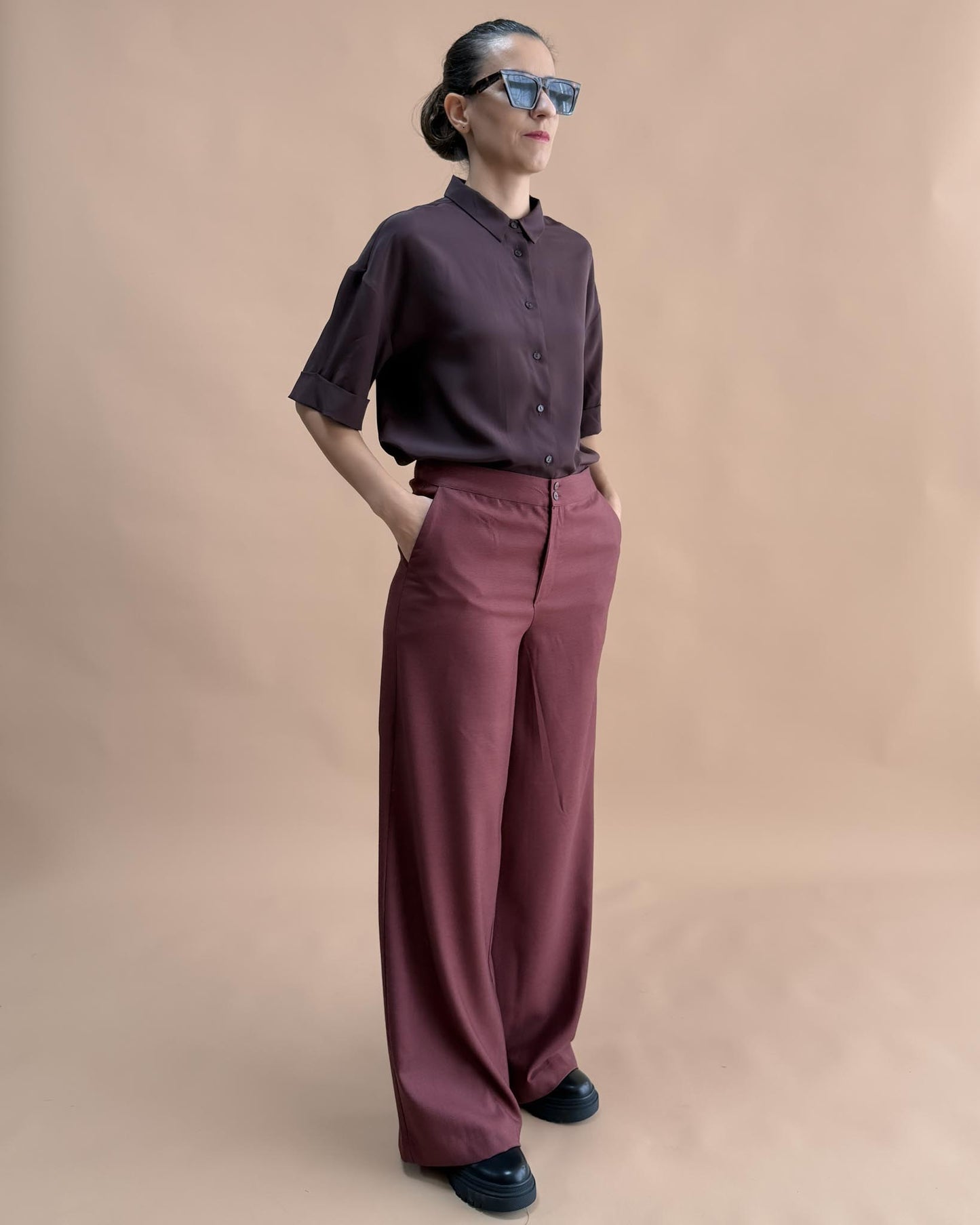 SAF MERİNO YÜN PALAZZO PANTOLON