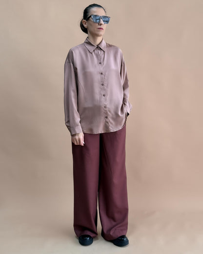 SAF İPEK OVERSIZE GÖMLEK