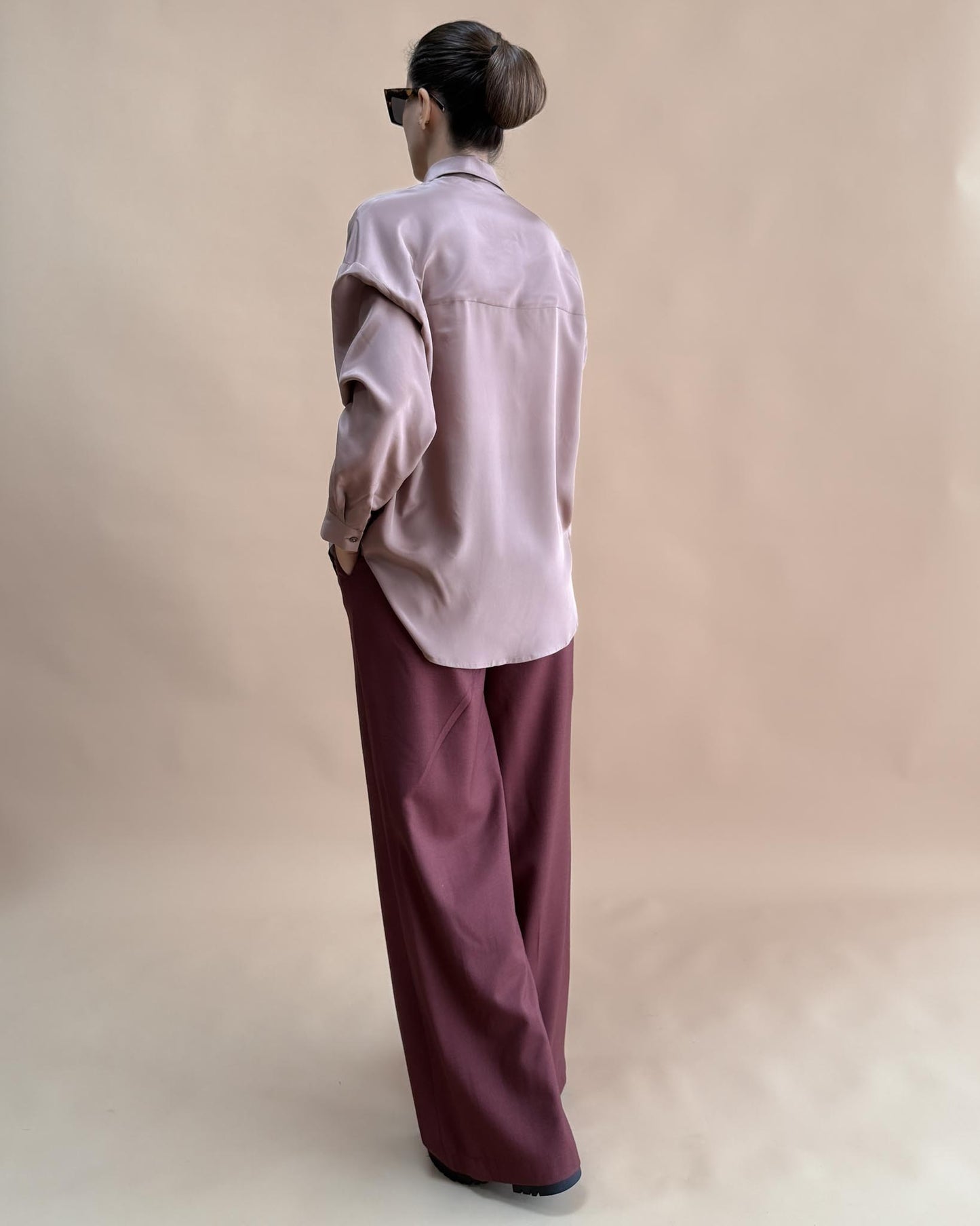 SAF İPEK OVERSIZE GÖMLEK