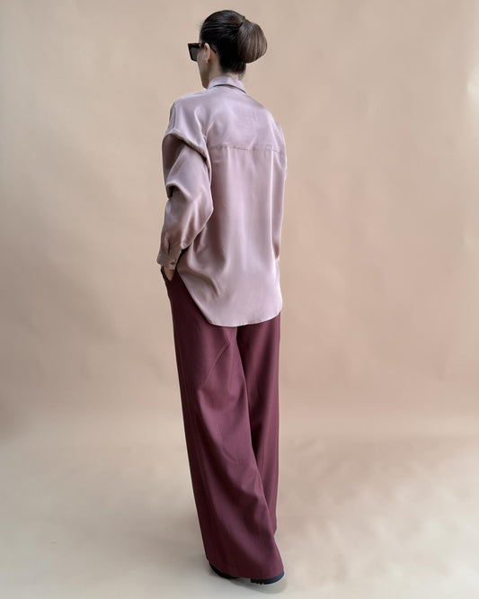 SAF İPEK OVERSIZE GÖMLEK