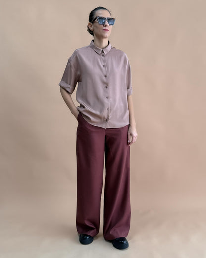 SAF İPEK KISA KOLLU GÖMLEK