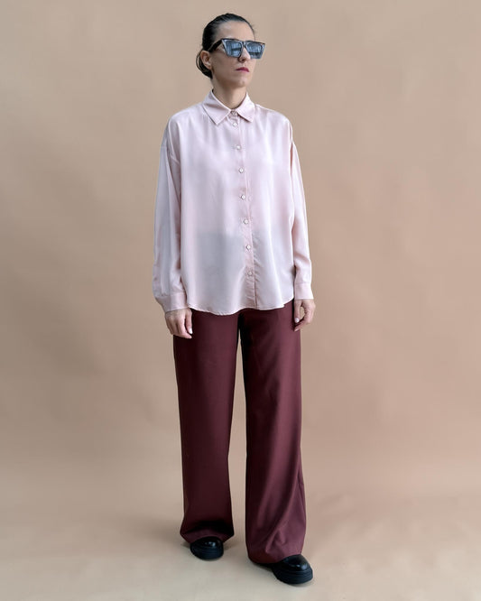 SAF İPEK OVERSIZE GÖMLEK