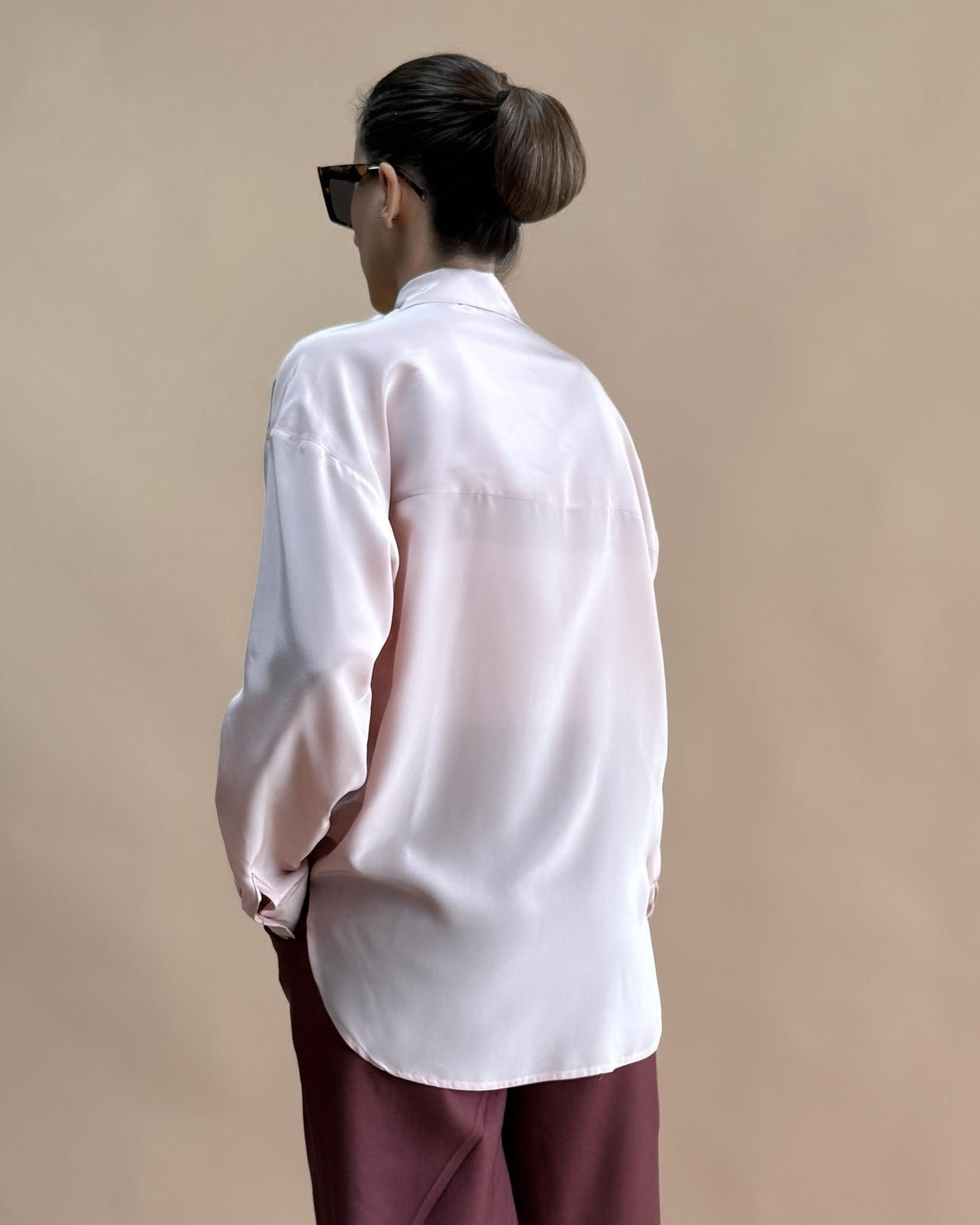 SAF İPEK OVERSIZE GÖMLEK