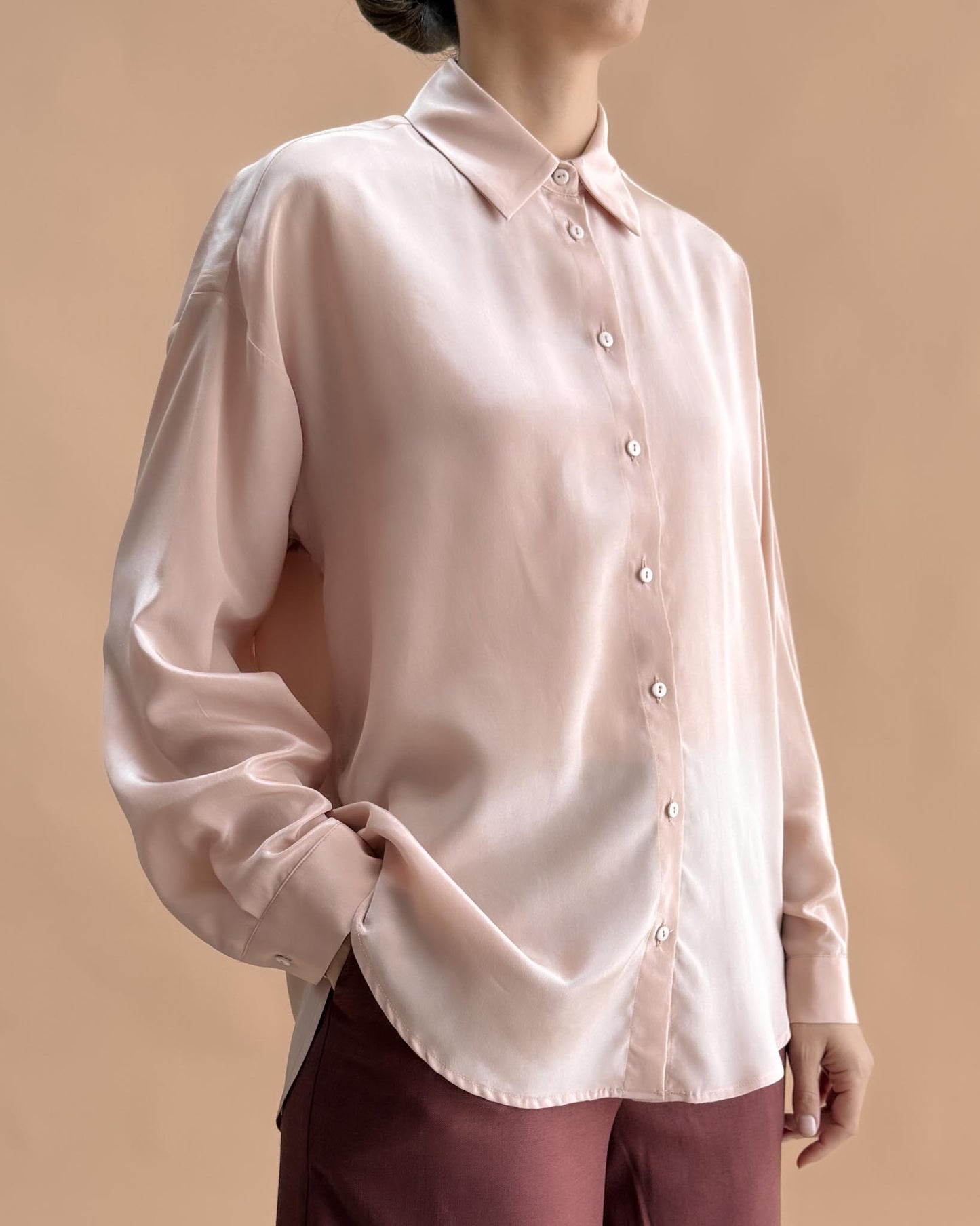 SAF İPEK OVERSIZE GÖMLEK