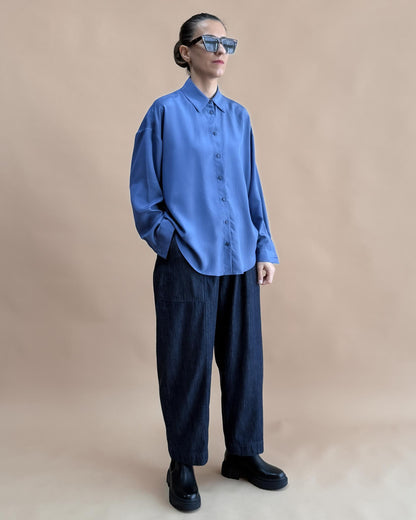 SAF İPEK OVERSIZE GÖMLEK