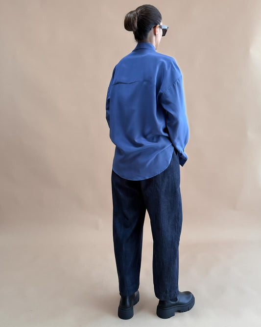 SAF İPEK OVERSIZE GÖMLEK