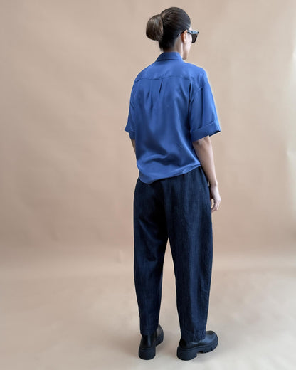 SAF İPEK KISA KOLLU GÖMLEK