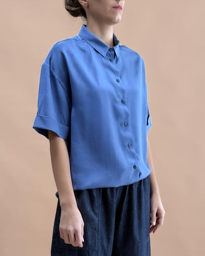 SAF İPEK KISA KOLLU GÖMLEK