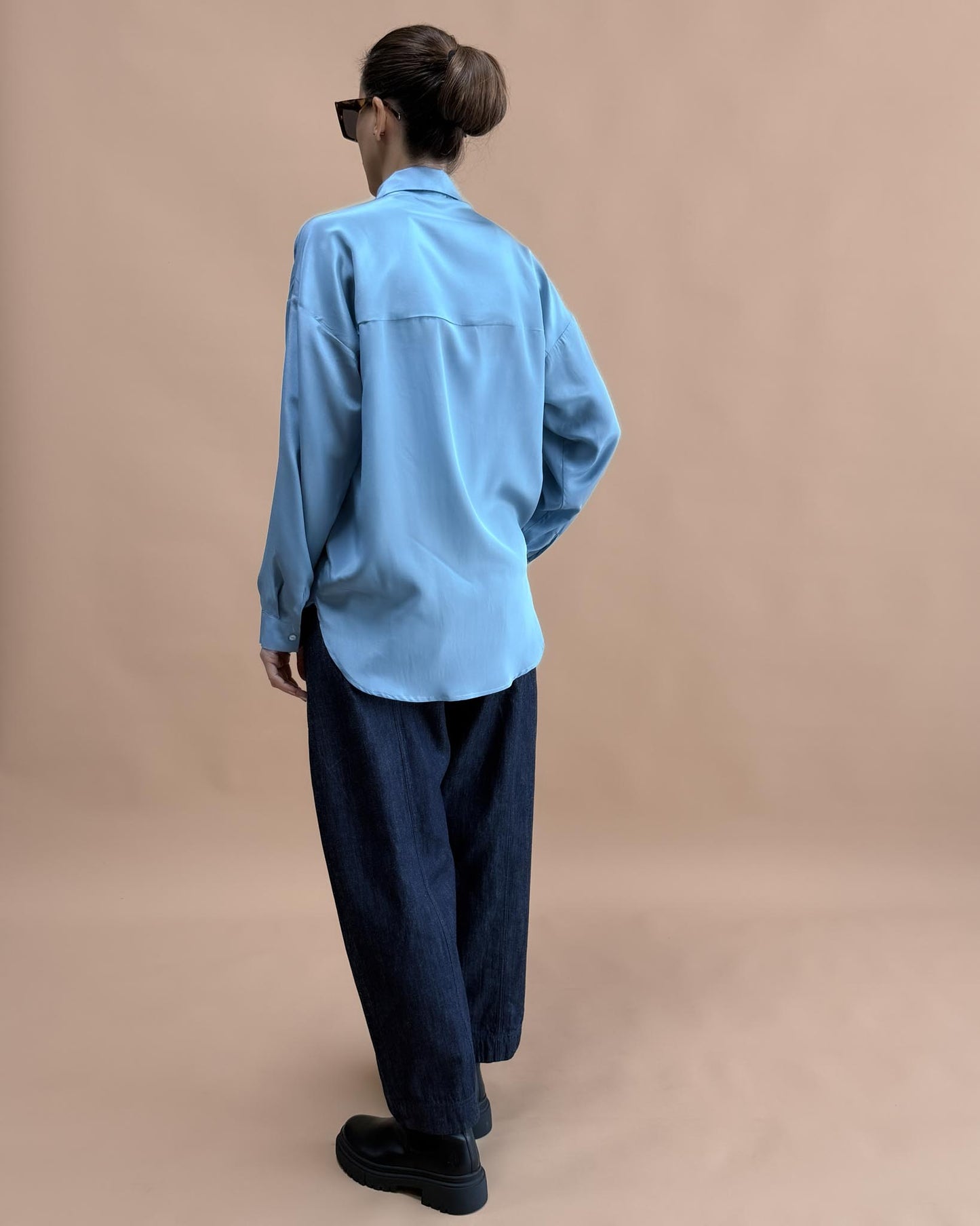 SAF İPEK OVERSIZE GÖMLEK