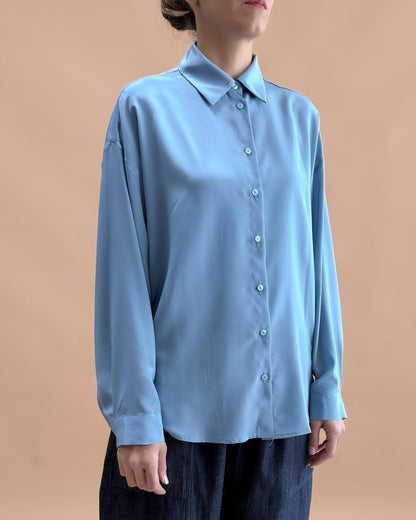 SAF İPEK OVERSIZE GÖMLEK