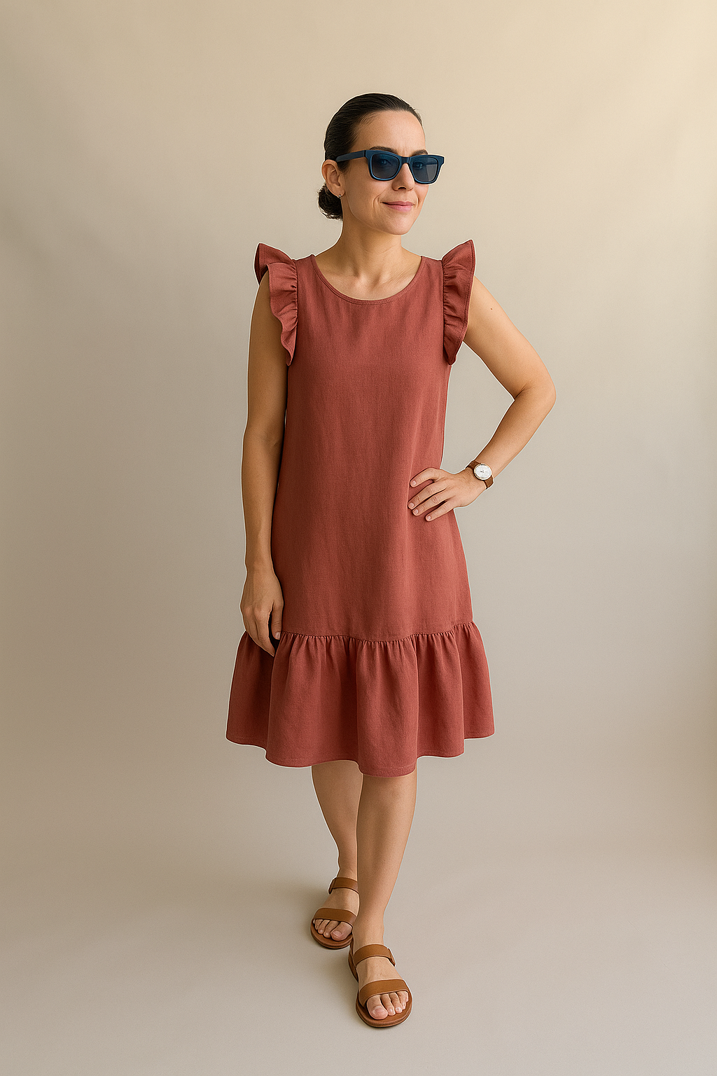 FLOORED SLEEVE DRESS